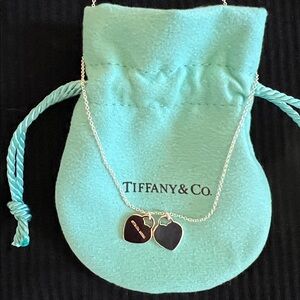 Tiffany double mini heart sterling necklace